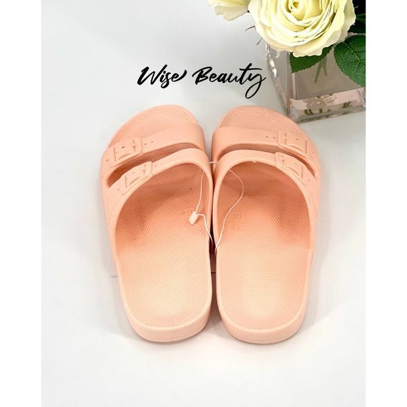 Freedom Moses Womens Two Band Slide Sandals Peach Baby Size 10-10.5 Shoe NWT! - Picture 7 of 10